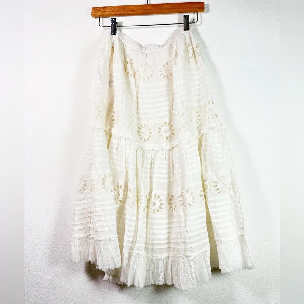 Free People One Lorelai Midi Skirt in White size Medium NWOT